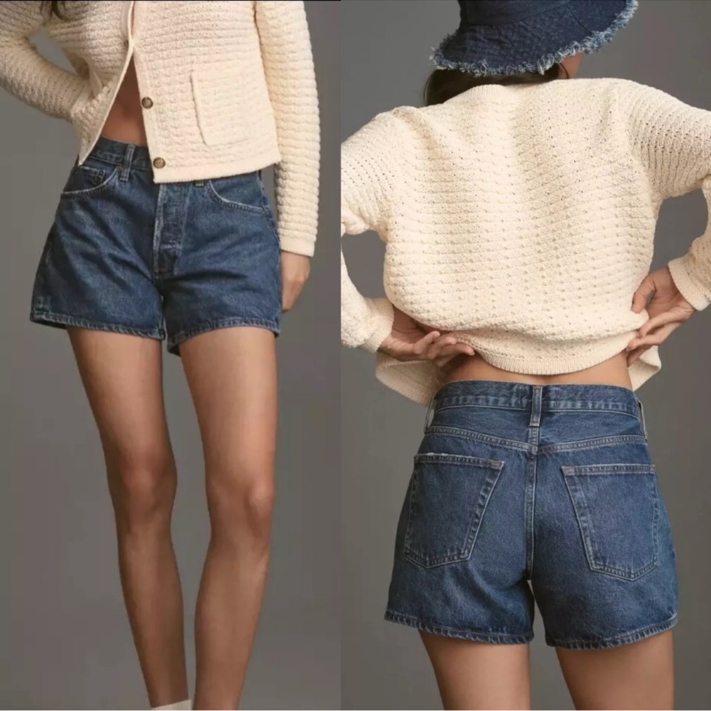Agolde x Anthropologie Parker Denim Long Shorts In Enamour Blue Women's Size 28